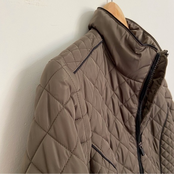 Spanner quilted jacket kaki olive mid coat trendy zip up stylish timeless Large - Picture 4 of 15